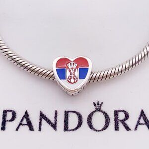 Pandora Serbia flag charm Love Heart Charm